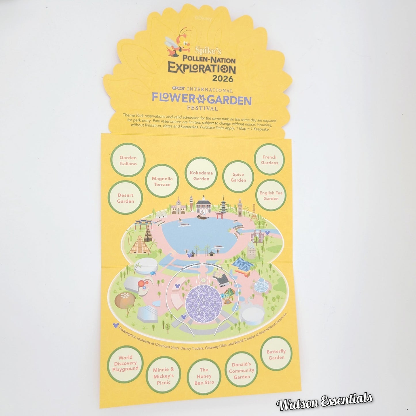 Disney Park 2026 Epcot Flower Garden Scavenger Map Spike's Pollen-Nation Explore