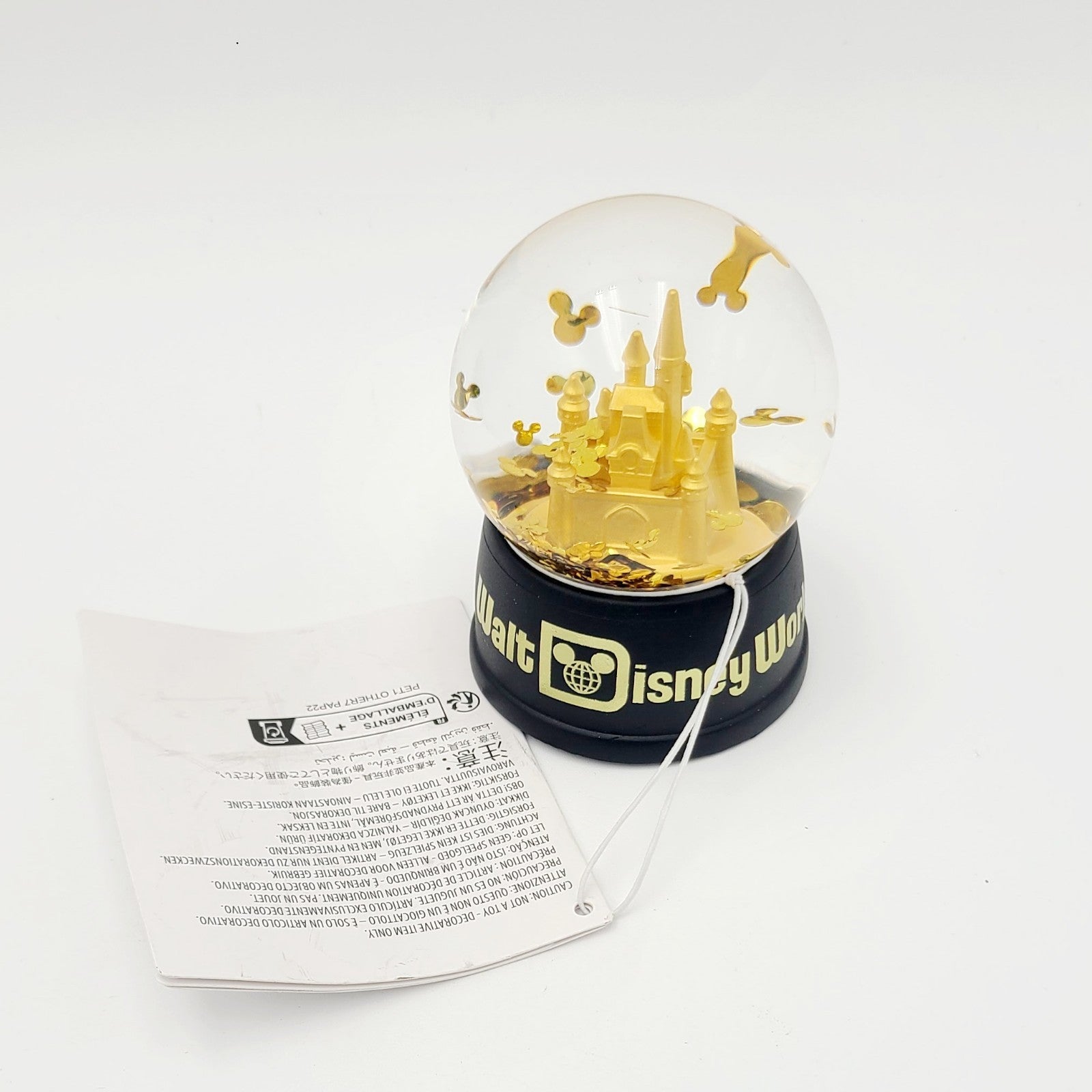 Walt Disney World Parks Cinderella Gold Castle Mickey Glitter MINI Water Globe