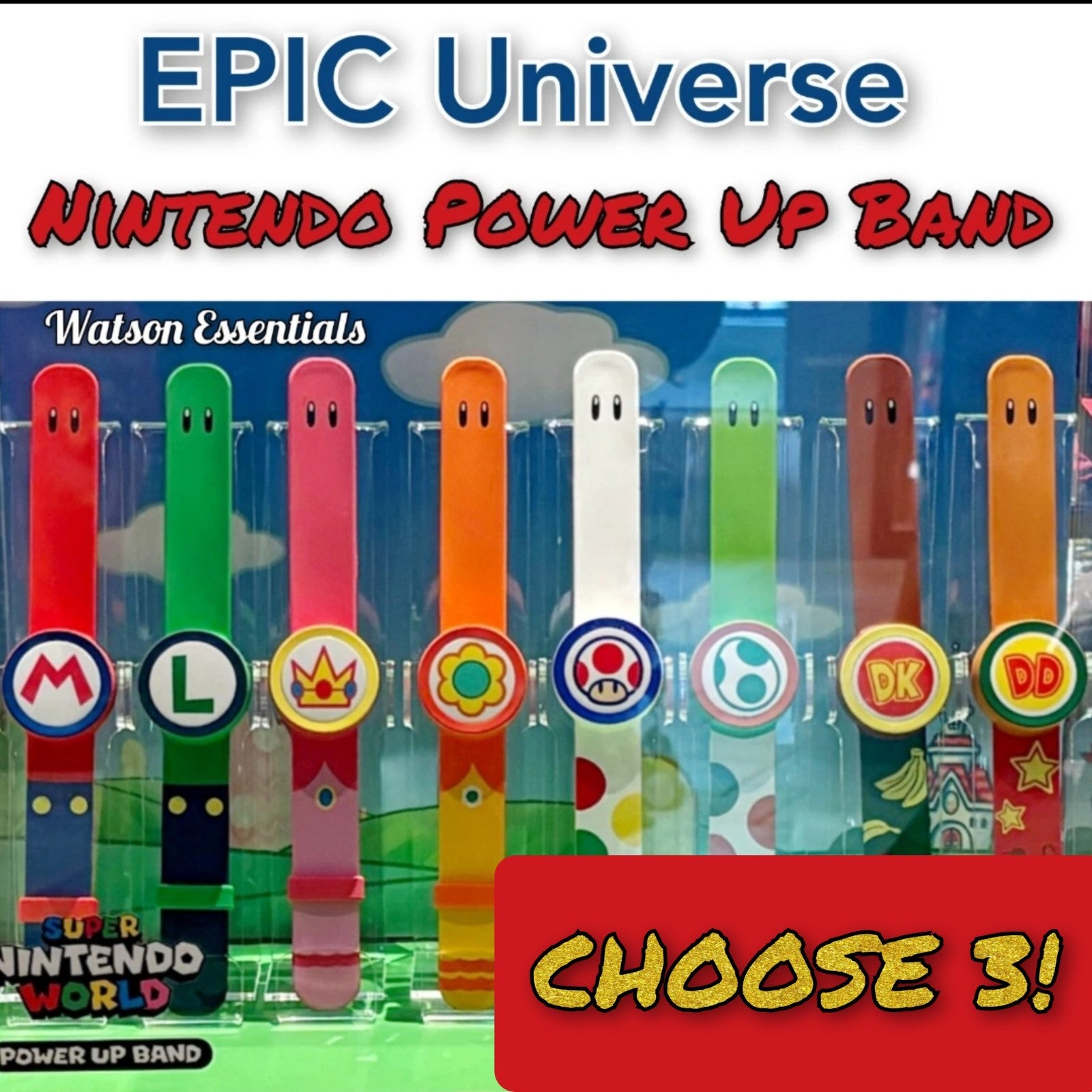 *CHOOSE 3* EPIC Universe Power Up Band Super Nintendo World Mario Peach Yoshi