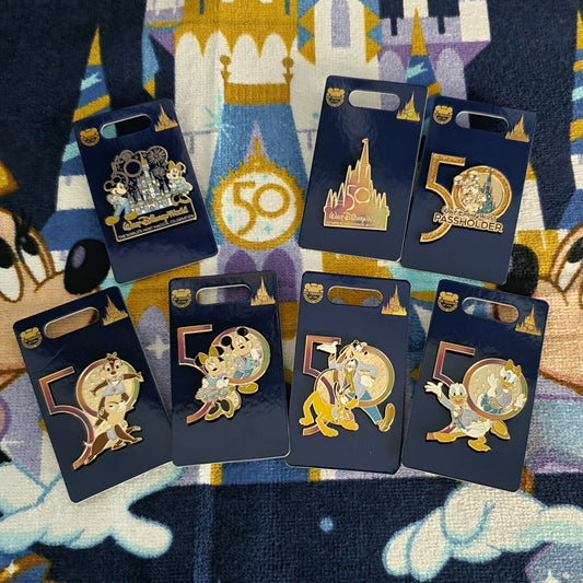 *7 Pin Set* 2021 Disney World Park 50th Anniversary Cinderella Castle Passholder