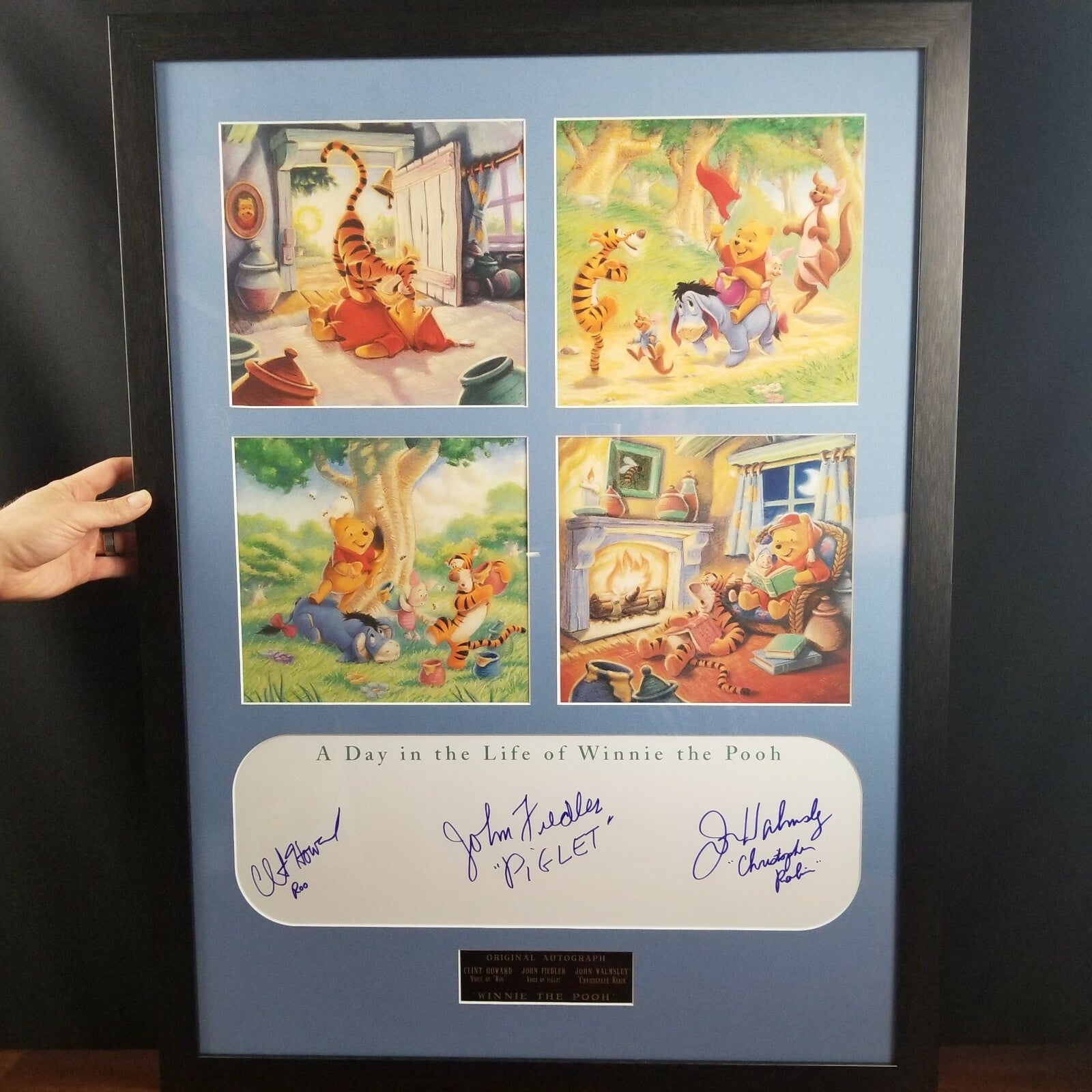 SIGNED/Autographed Disney Parks Winnie the Pooh Framed Art Artwork Piglet Roo