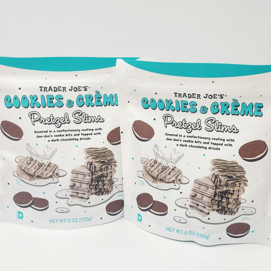*2 Packs* Trader Joe's Cookies & Creme Cream Pretzel Slims  6 Oz Pretzels Bags