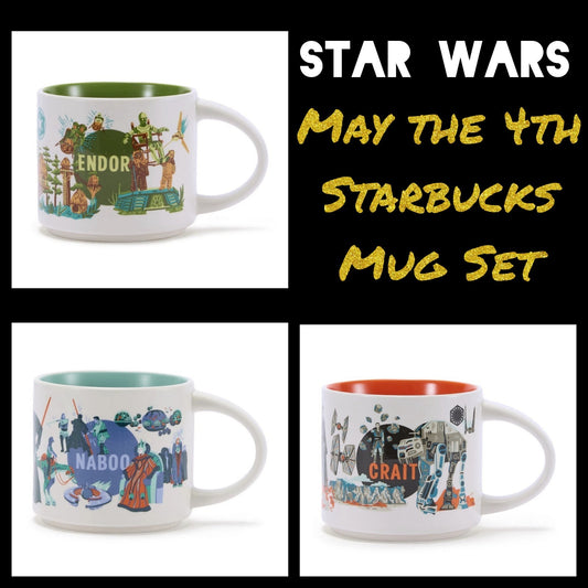 Disney Parks 2026 Starbucks Star Wars May 4th Coffee Mug Set Endor Naboo Crait