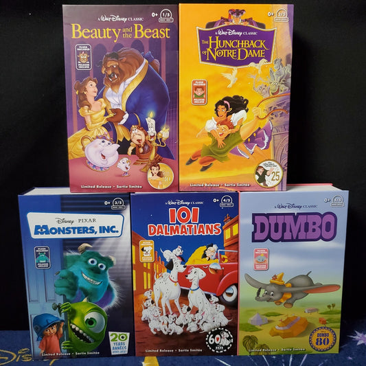 *5 VHS Small Plush Set* Disney Parks Series 1 Beauty Beast, Dumbo,  Monsters Inc