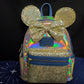 Disney Loungefly 50th Anniversary Minnie Gold Navy Iridescent Shimmer Backpack