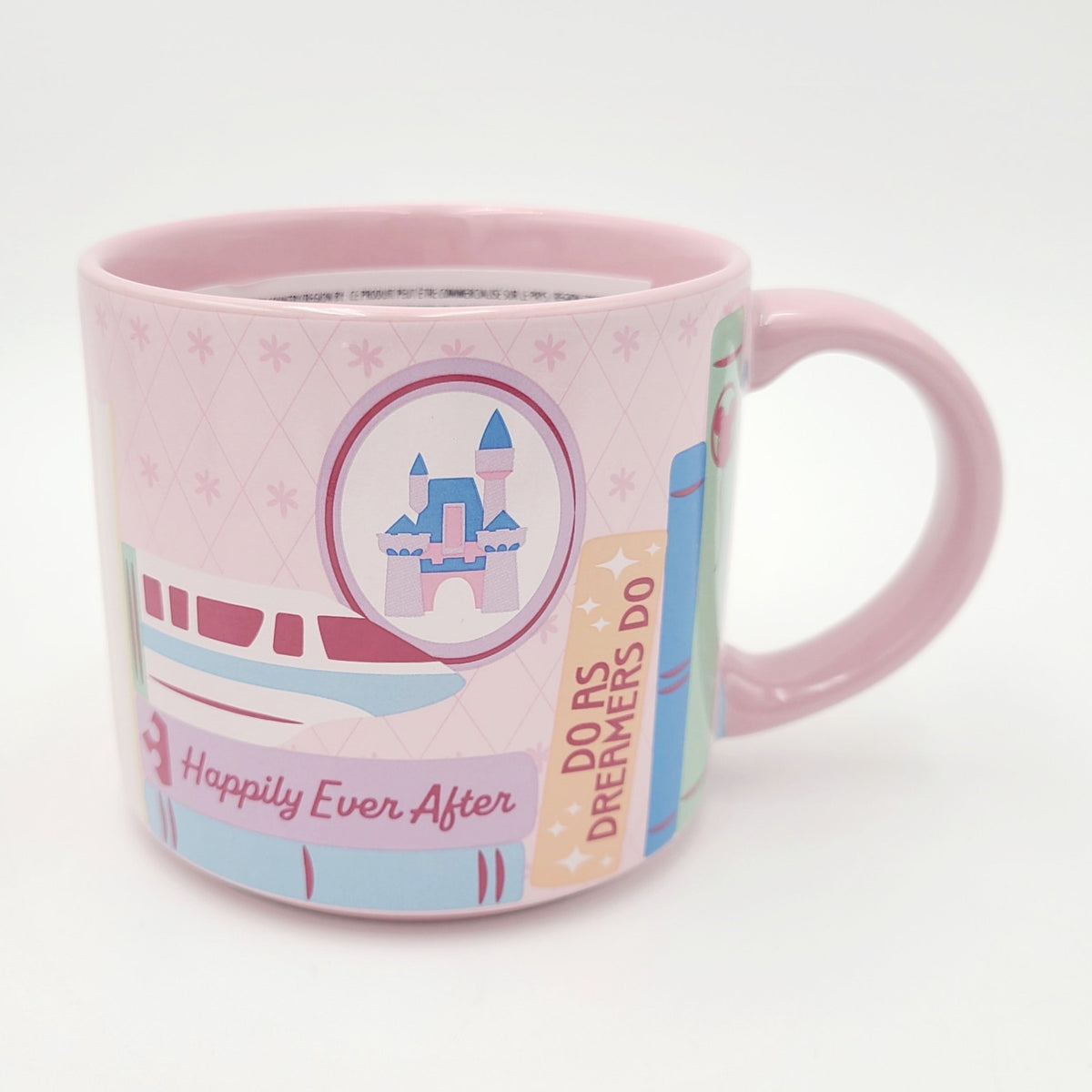 2026 Disney Parks Main Street Monorail Magic Bookshelf Pink Coffee Cup Mug New