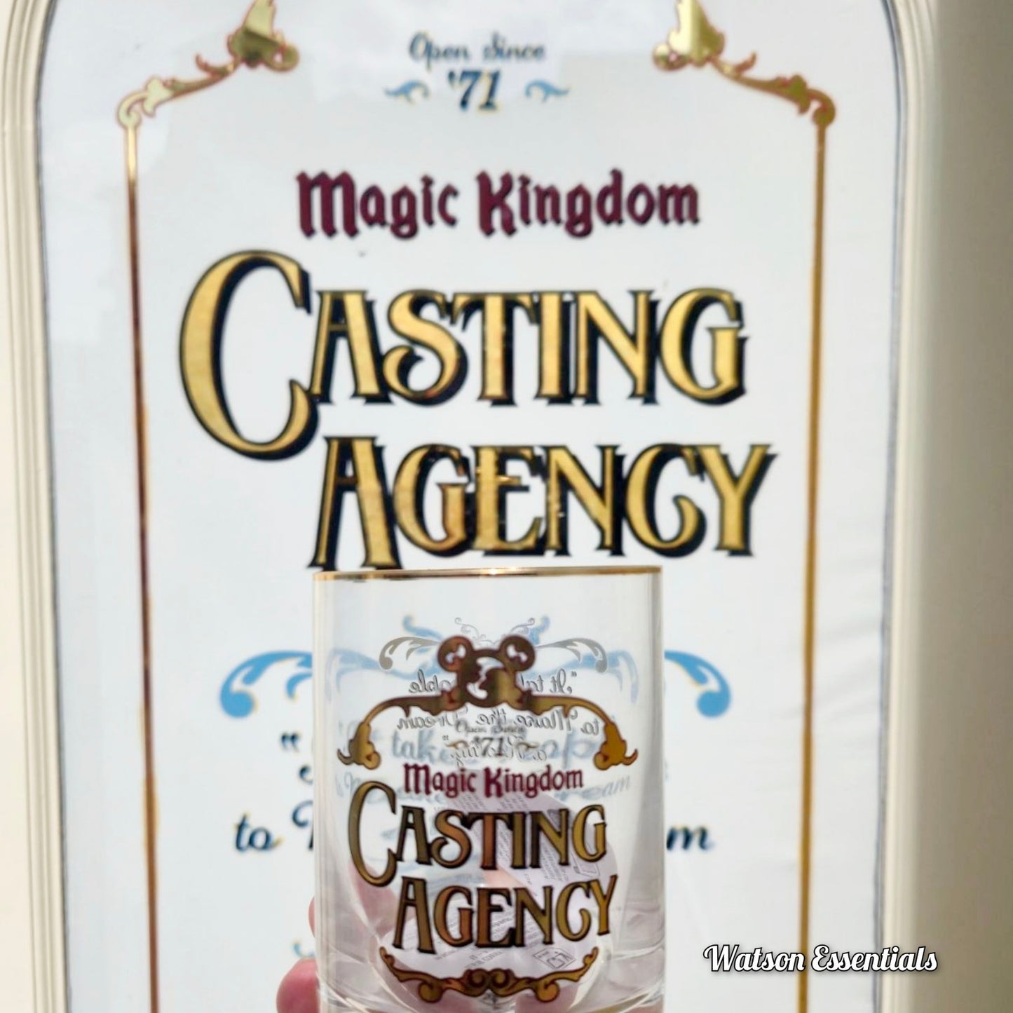 Disney Parks WDW Magic Kingdom Casting Agency Sign 14oz Glass Cup NEW 2026