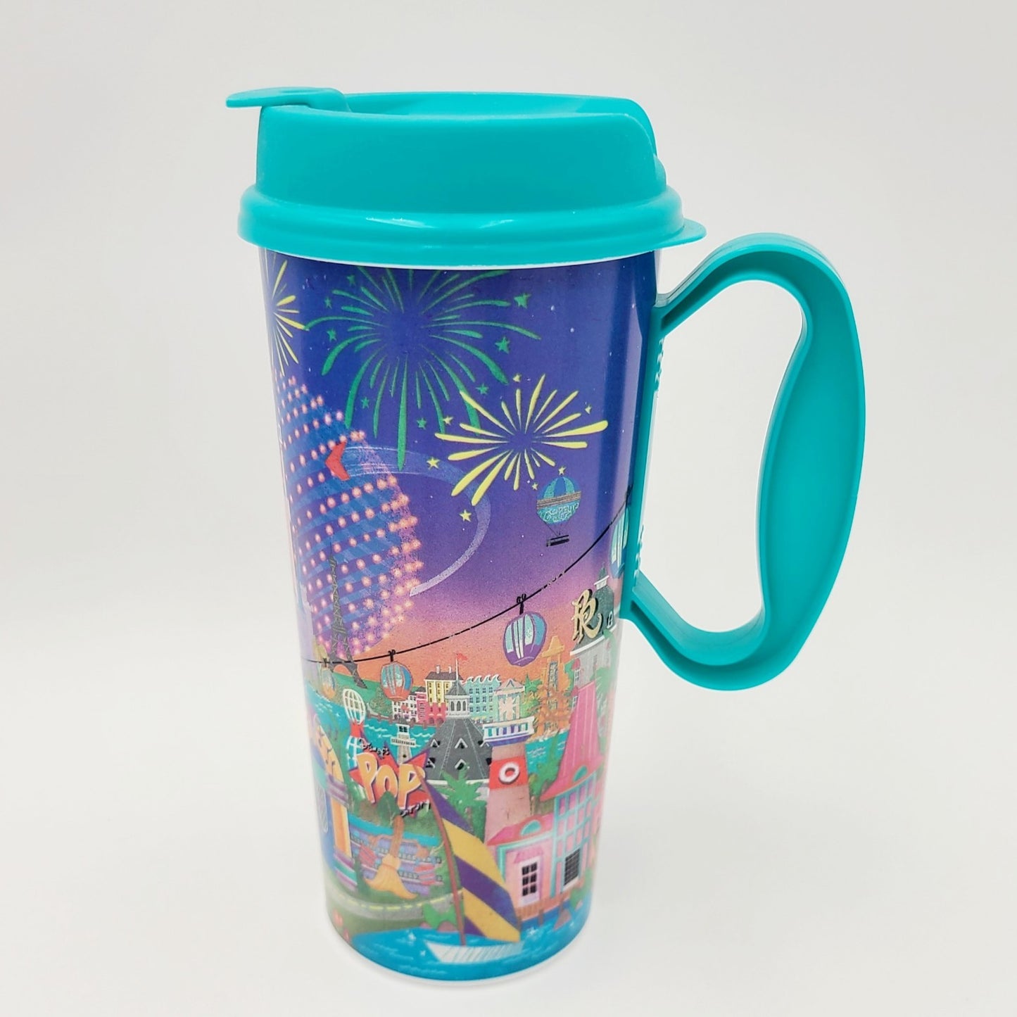 Walt Disney World Parks Resort Refillable Theme Park Cup Souvenir Mug Blue Lid