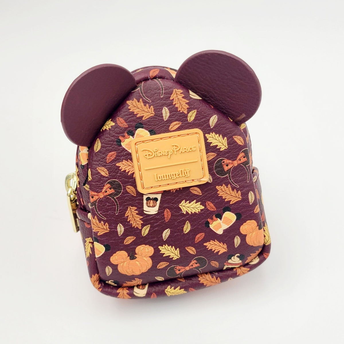 2026 Disney Parks Loungefly Minnie Fall Autumn Corduroy Mini Backpack & Keychain