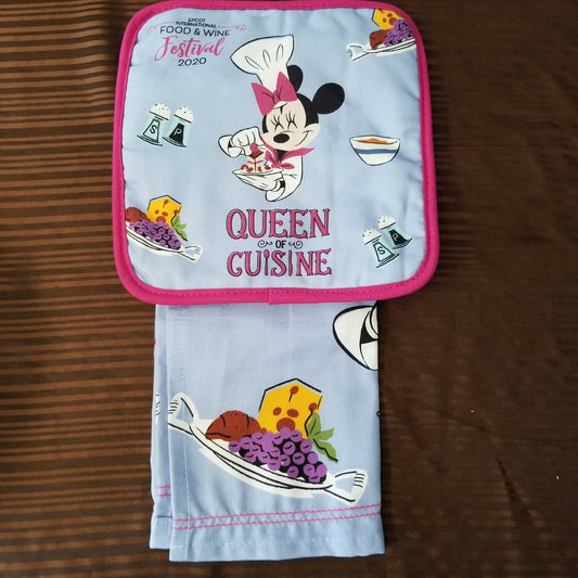 Disney 2020 EPCOT Food & Wine Festival Minnie Queen of Cuisine Towel & Potholder