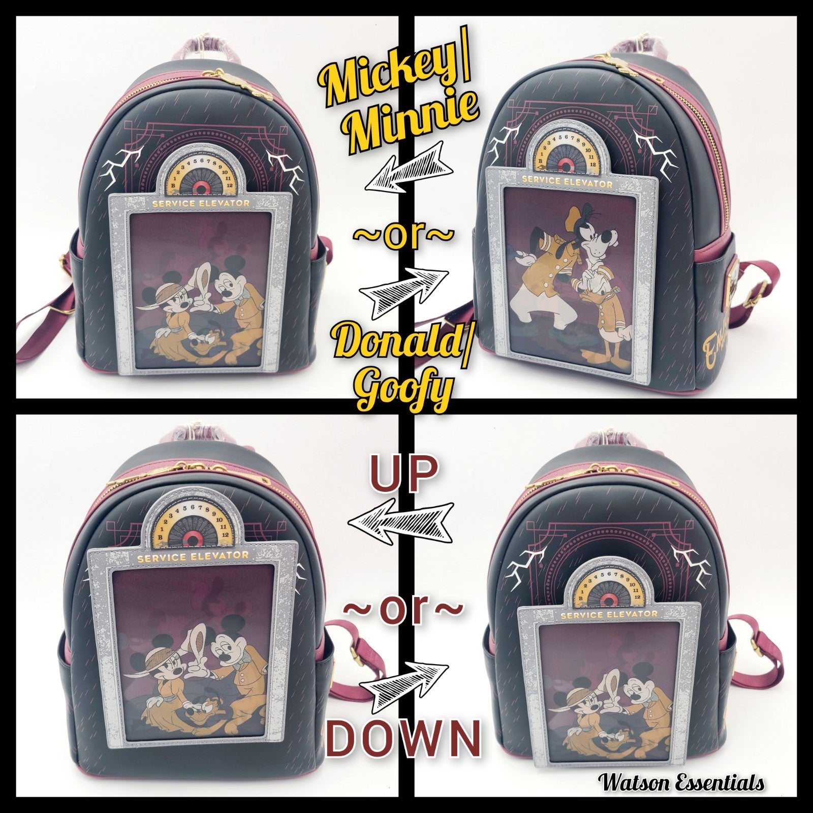 Disney Parks 2026 Loungefly Tower Of Terror Lenticular Backpack Bag Mickey Goofy