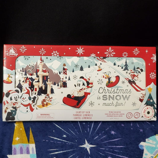 Disney Parks Walt's Holiday Lodge Mickey Friend Sledding Christmas Light Up Sign
