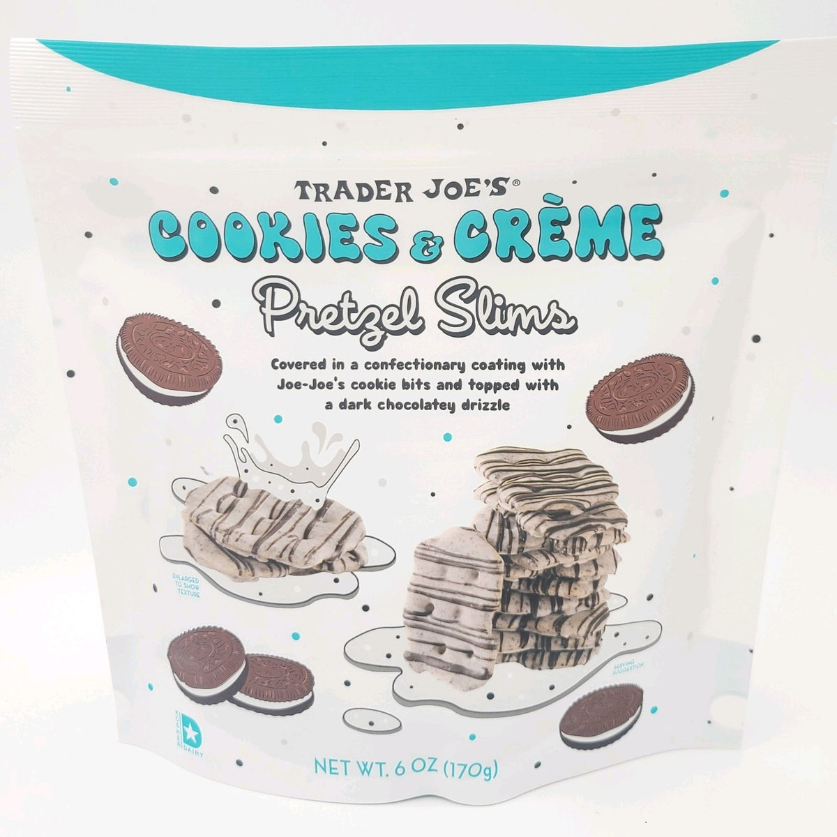 *2 Packs* Trader Joe's Cookies & Creme Cream Pretzel Slims  6 Oz Pretzels Bags