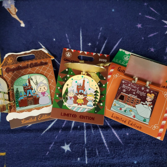 *3 Pin Contemporary Gingerbread Set* 2019, 2020 2021 Disney Christmas Cinderella