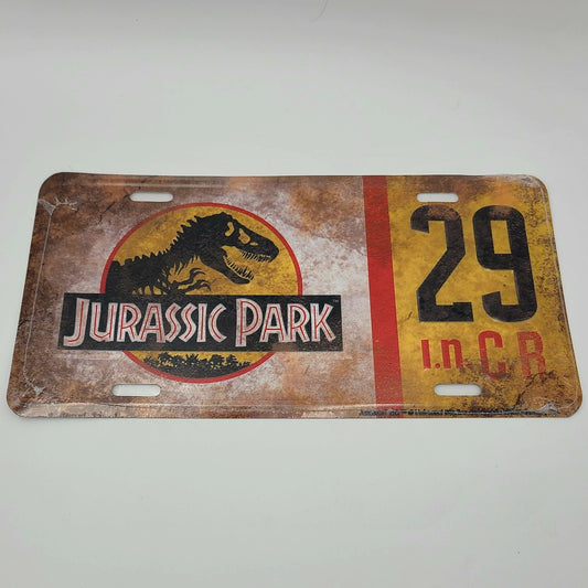 Universal Studio Jurassic Park Hammonds Jeep Distressed Metal License Plate Prop