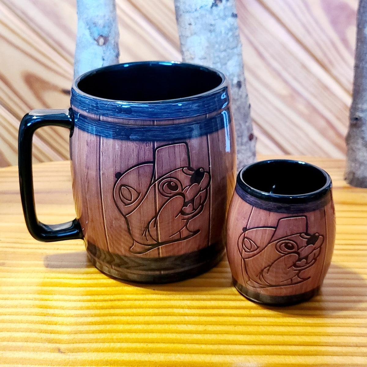 *Mug & Shotglass Set* Buc-ee’s Bucees Beaver Brown Barrel Coffee Collectible