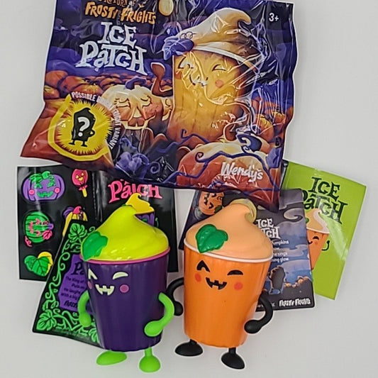 Ice Patch SET Rare & Normal Varient WENDYS FROSTY FRIGHTS 2025 Kids Meal Orange