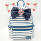 Disney Park Yacht Club Resort Minnie Mouse Sequin Bow Striped Loungefly Backpack