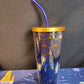 NEW 2022 Walt Disney World Parks 50th Anniversary Gold Castle Blue Tumbler Straw
