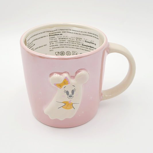 Disney Parks 2025 Halloween Minnie Mouse Ghost Cat Pink Ceramic Coffee Mug New