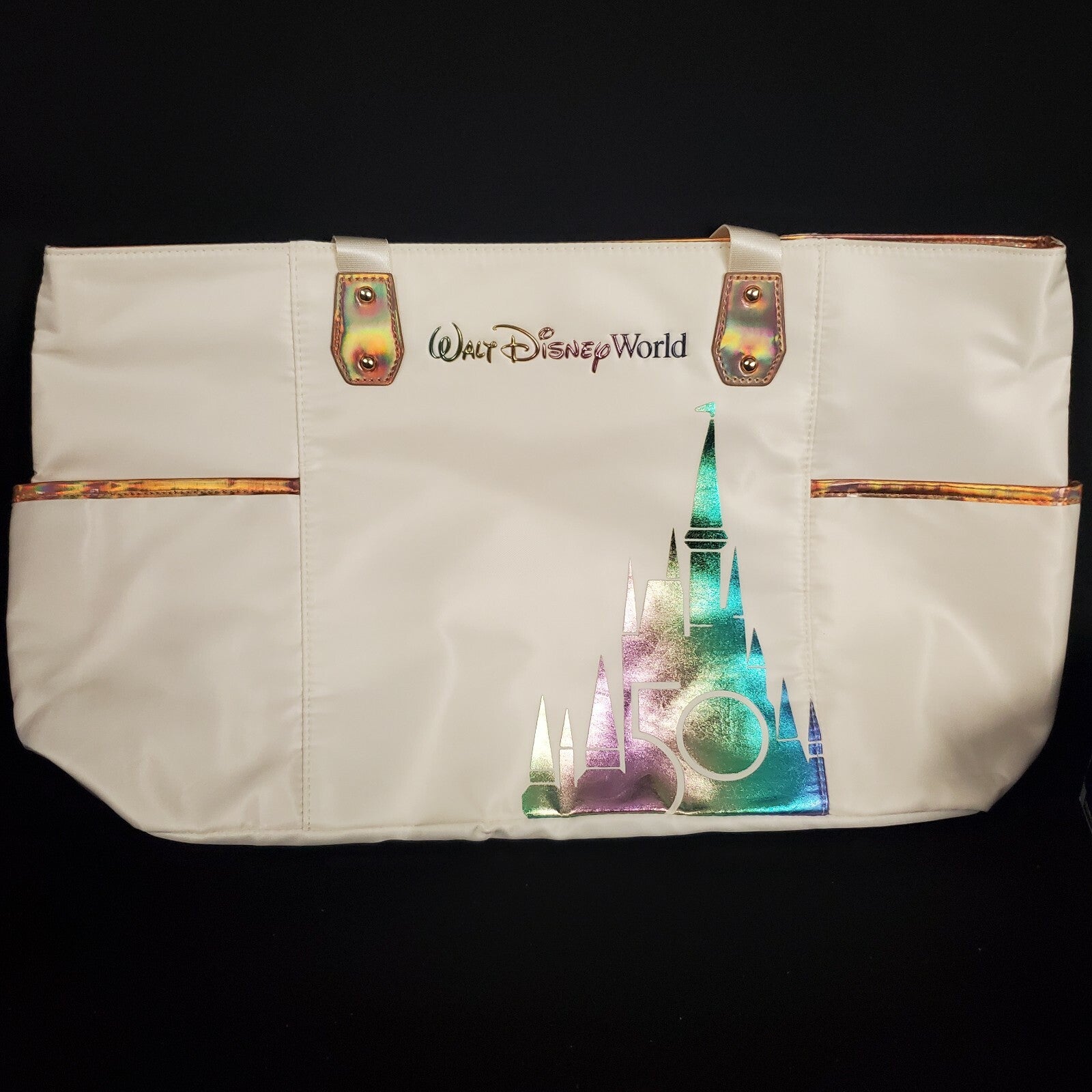 *Tote + 4 Pin Set* 2021 Walt Disney World Parks 50th Anniversary Castle Hand Bag