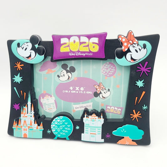 2026 Walt Disney World 4 Parks Icons Magic Kingdom Epcot Animal Photo Frame 4x6”