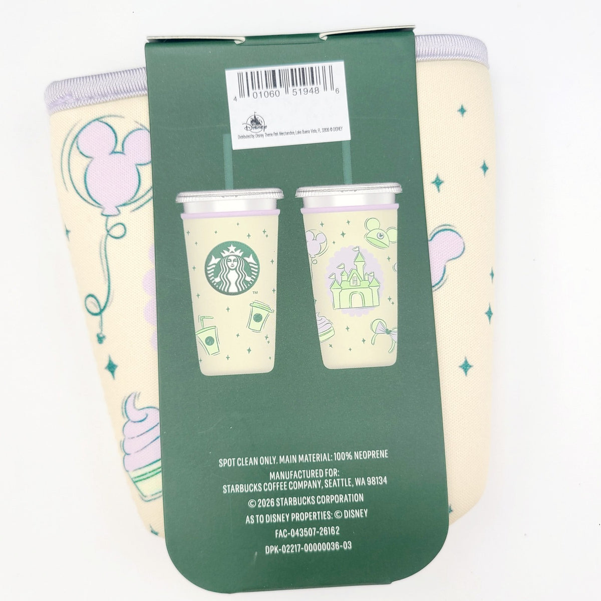 2026 Disney Parks Starbucks Summertime Castle Fabric 24 Oz. Cold Cup Sleeve New
