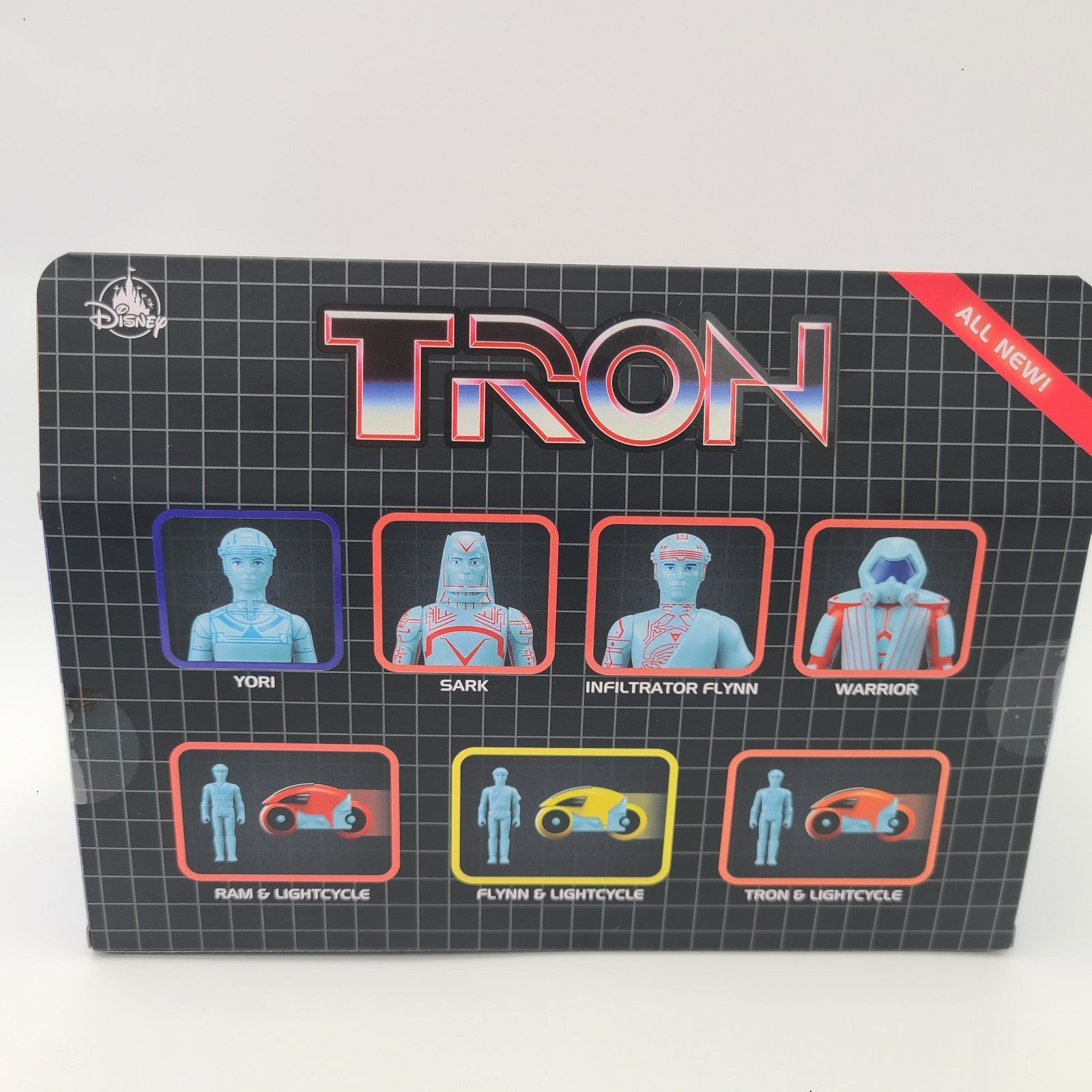 Disney Parks Super7 ReAction Figures Tron Lightcycle Set Red Yellow Orange Set
