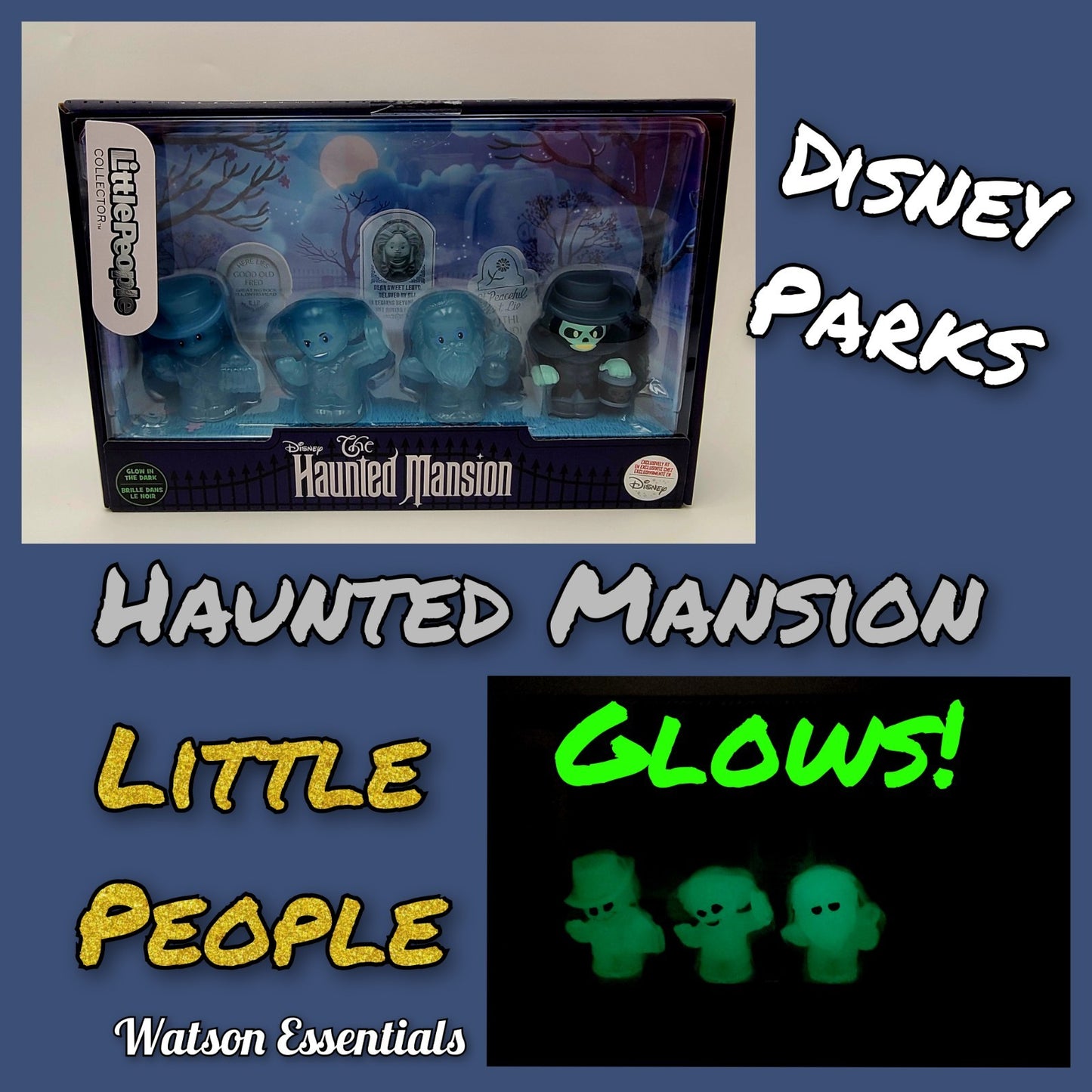 GITD 2026 Disney Park Haunted Mansion Fisher Price Mattel Little People 4 Pc Set