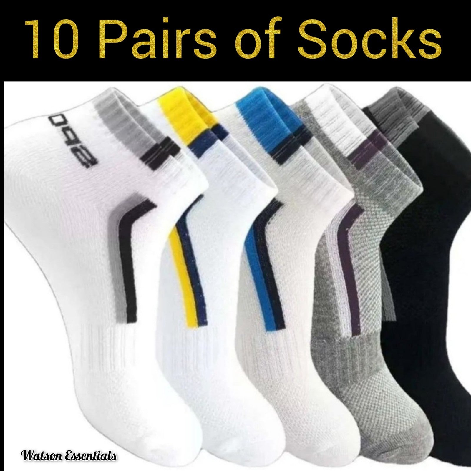 10 Pairs Men / Women Sport Stripe Cotton Bamboo Socks Ankle Low Cut Nonslip Pack