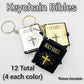*12 TOTAL Keychain Bible* 4x Gold Silver Black Paper Pendant Holy Religious