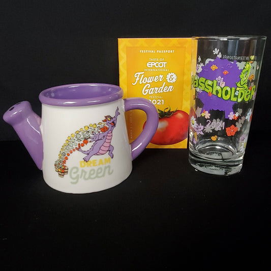 2020/2021 Disney Parks Epcot Flower & Garden Figment Passholder Ceramic Mug Set