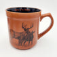 (1) NEW Bass Pro Shops 16 Oz Big Buck 2 Deer Action Hunting Coffee Brown Mug Cup