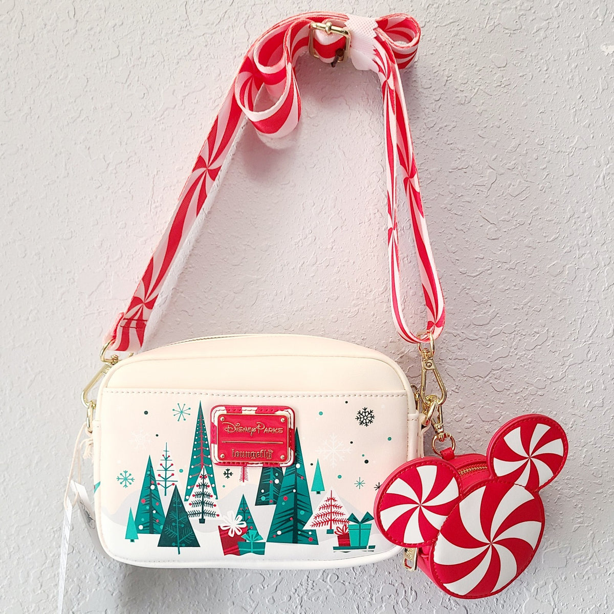 2026 Disney Parks Christmas Santa Mickey Loungefly Crossbody Bag & Coin Purse