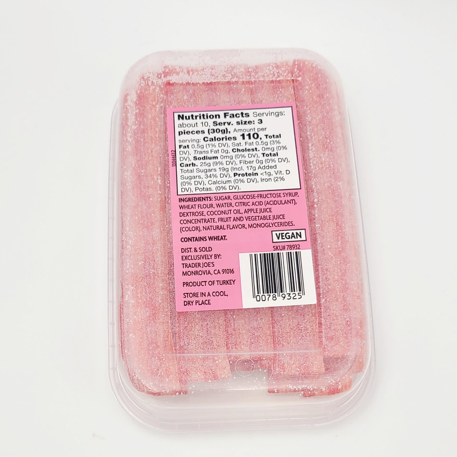 *2 Packs* Trader Joe’s Sour Strawberry Candy Belts 10 oz  Fresh Vegan Candy NEW