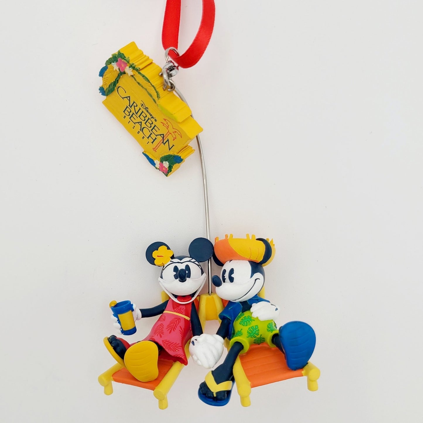 Disney Parks Caribbean Beach Resort Mickey & Minnie Mouse Christmas Ornament New