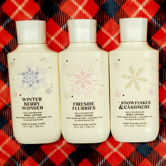 *Set of 3* Bath & Body Works Body Lotions Winter Berry Wonder Fireside Cashmere