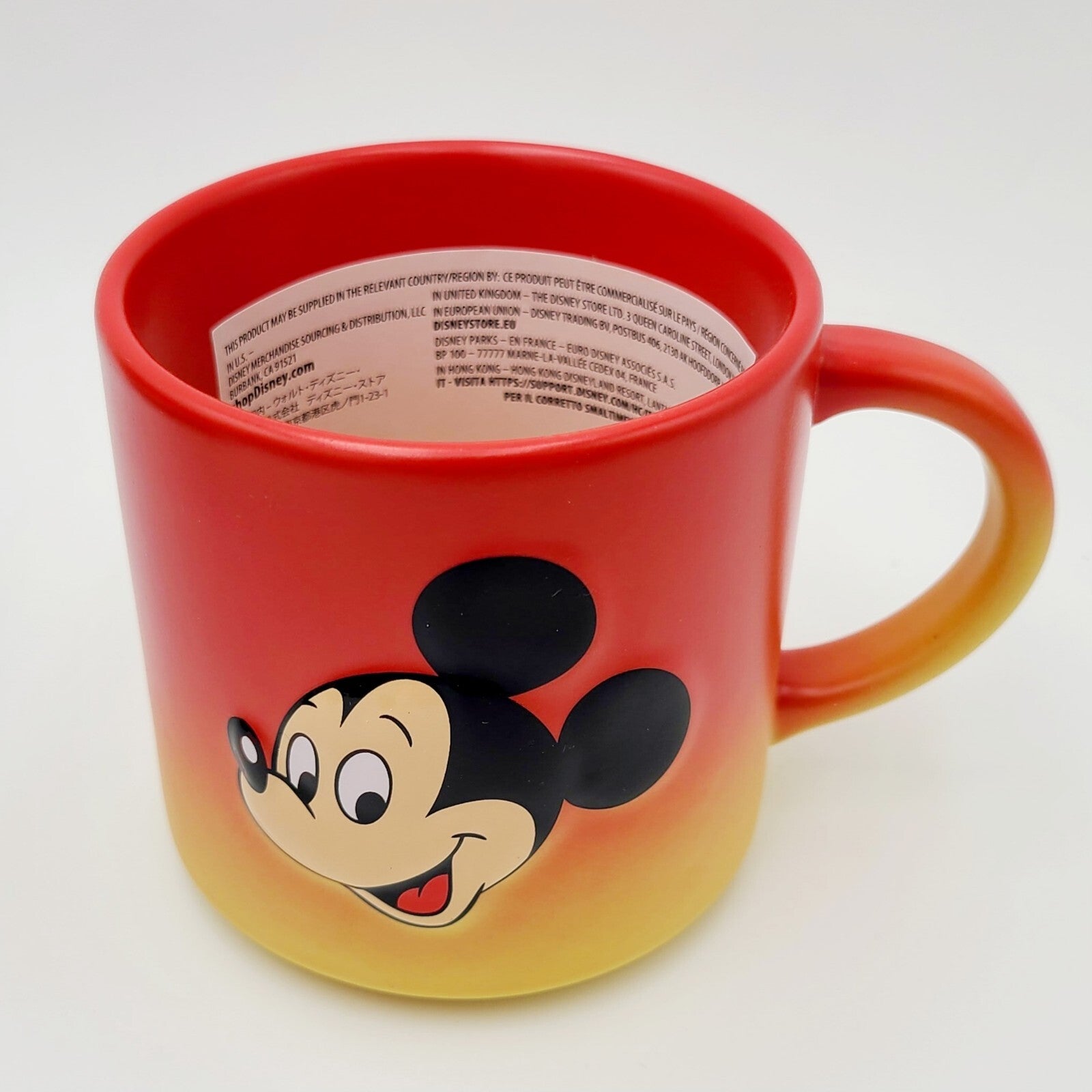 Disney Parks Mickey Mouse Donald Ombre Red Yellow Ceramic Coffee Mug Cup NEW