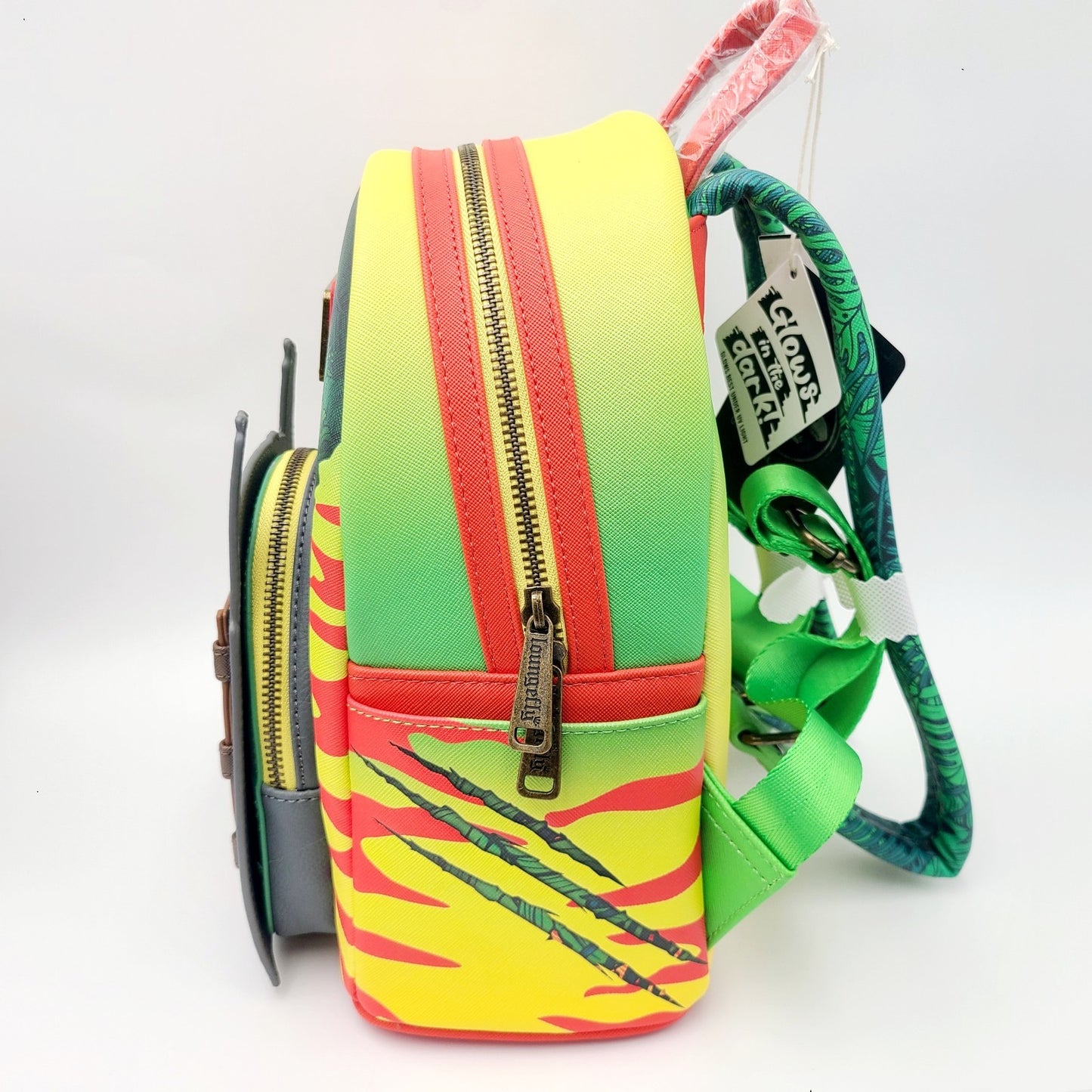 Universal Studios Jurassic Park Loungefly Backpack Gates Open Close T Rex GITD