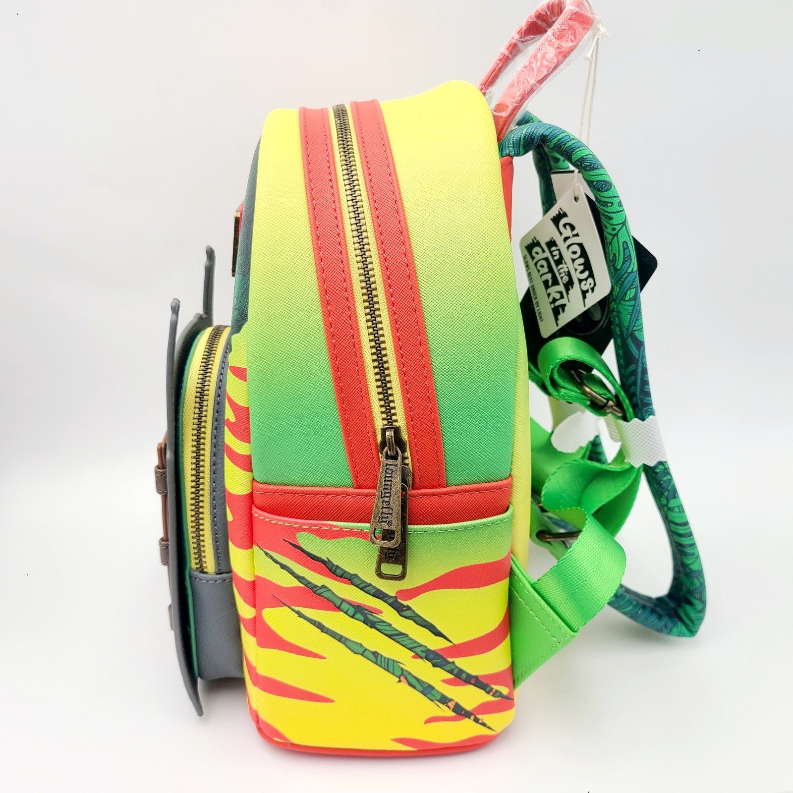 Universal Studios Jurassic Park Loungefly Backpack Gates Open Close T Rex GITD