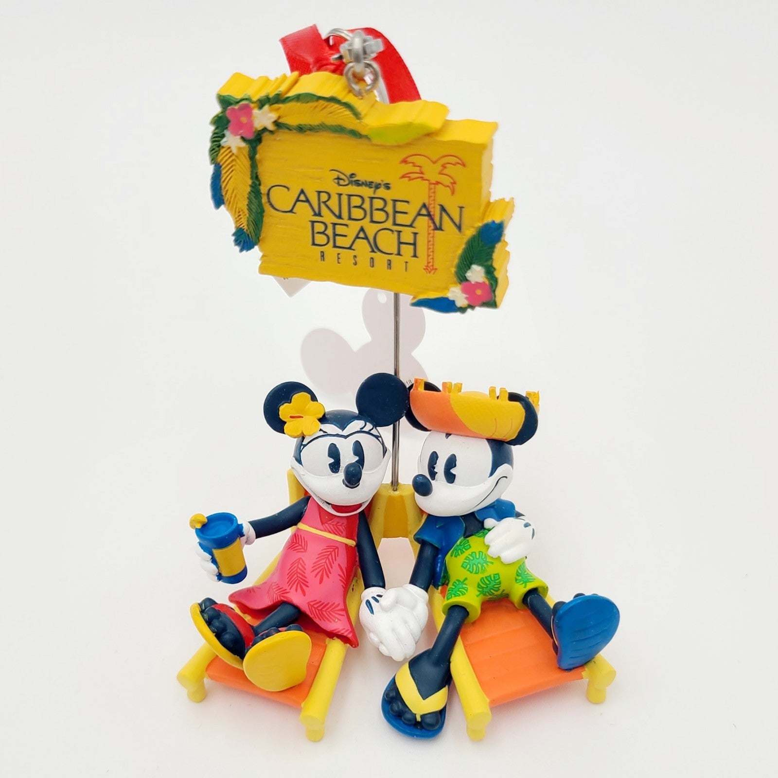 Disney Parks Caribbean Beach Resort Mickey & Minnie Mouse Christmas Ornament New
