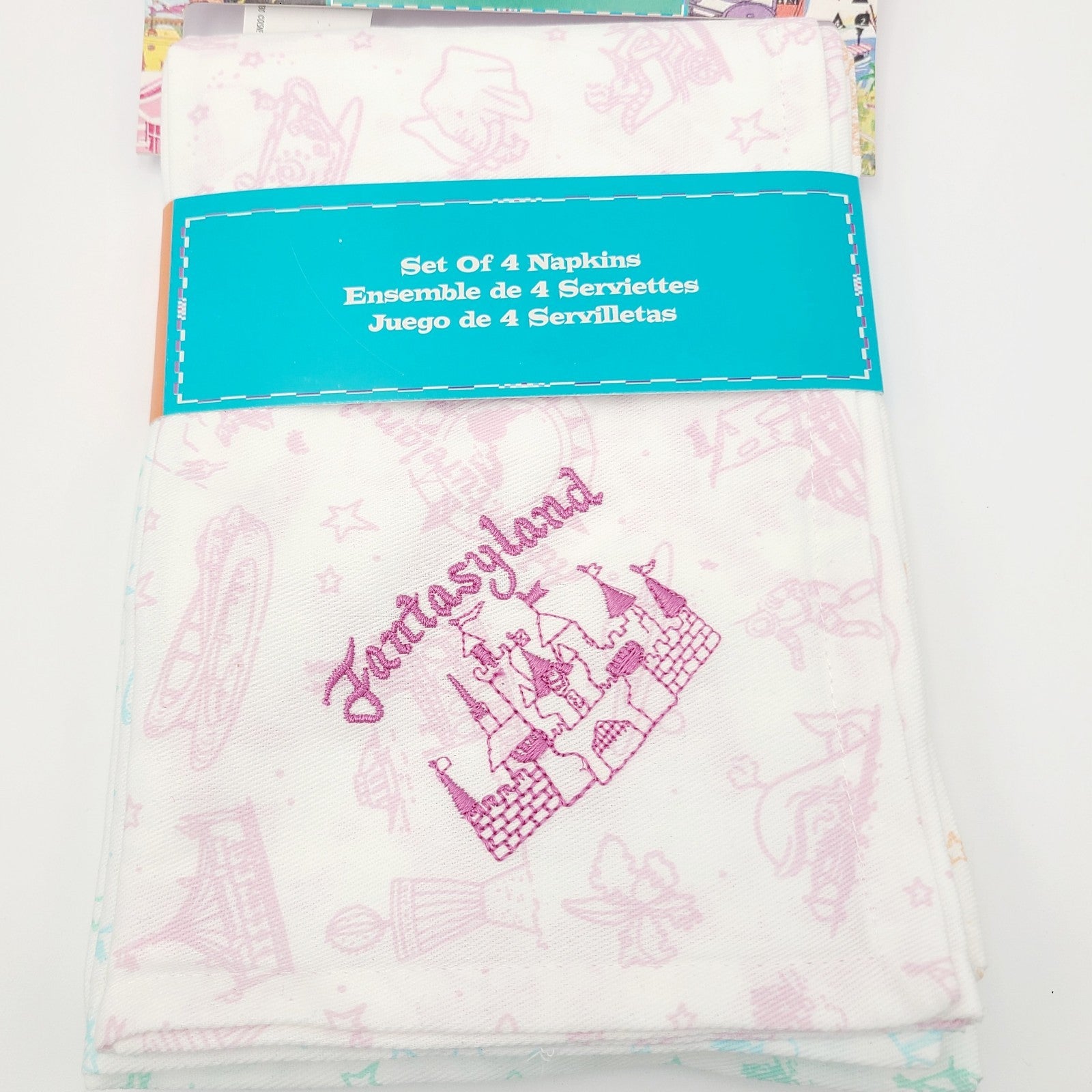 *Napkins Set of 4* Walt Disney World Icons Park Maps & Brochures Fantasyland NEW
