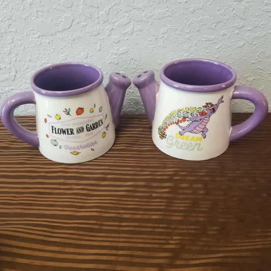 Set of 2: 2020 Disney Parks Epcot Flower & Garden Figment Passholder Ceramic Mug
