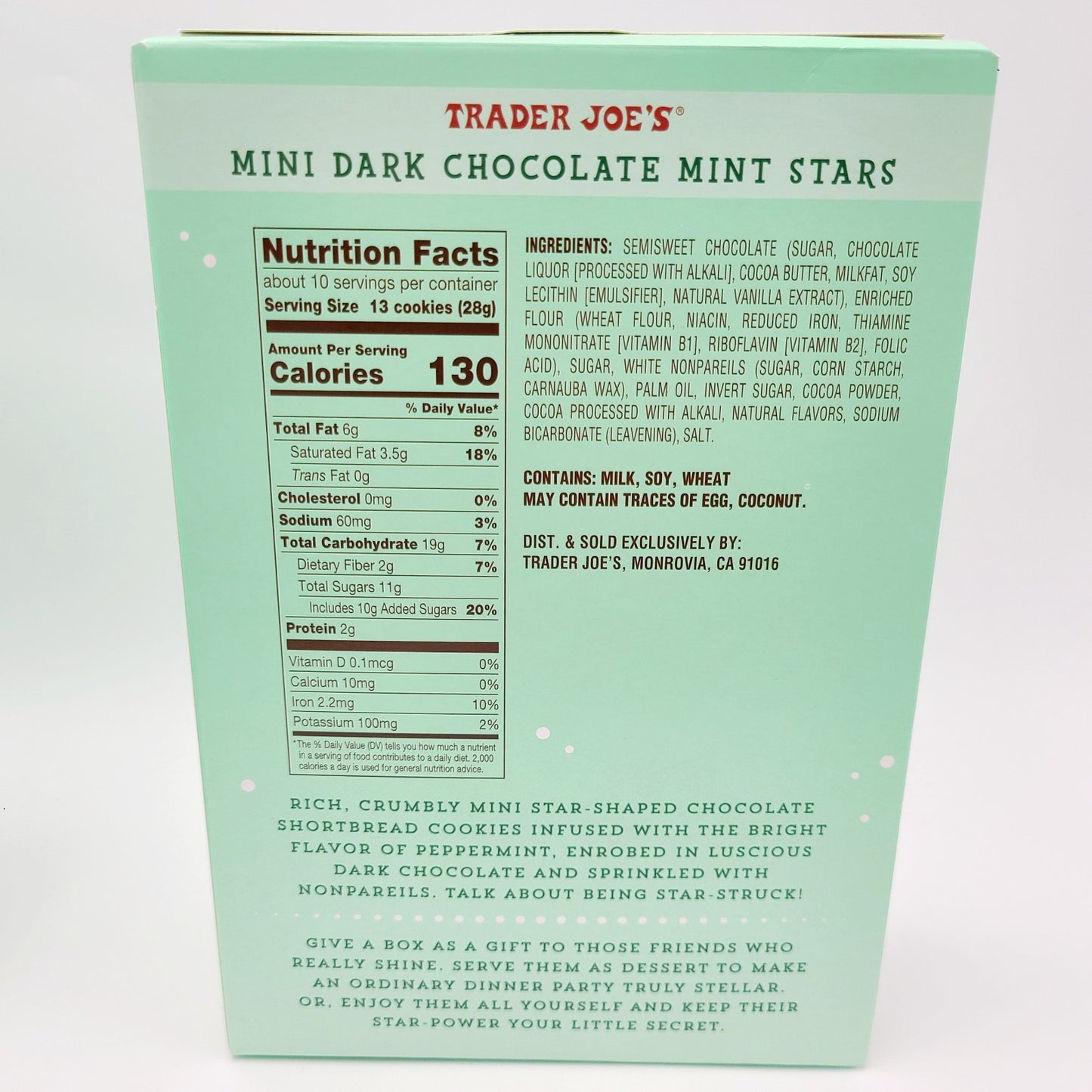 NEW 2 Packs Trader Joe’s Mini Dark Chocolate Mint Stars Cookies 10 oz Each Pack