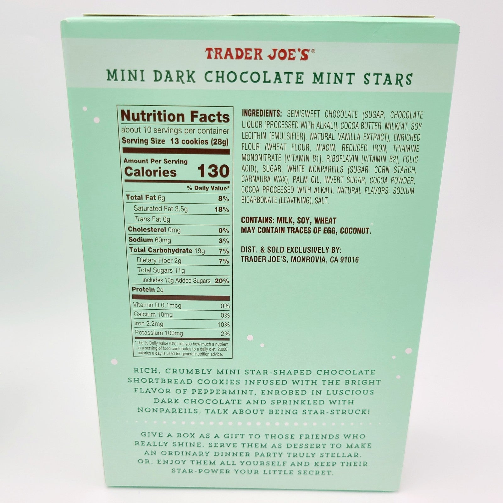 NEW 2 Packs Trader Joe’s Mini Dark Chocolate Mint Stars Cookies 10 oz Each Pack