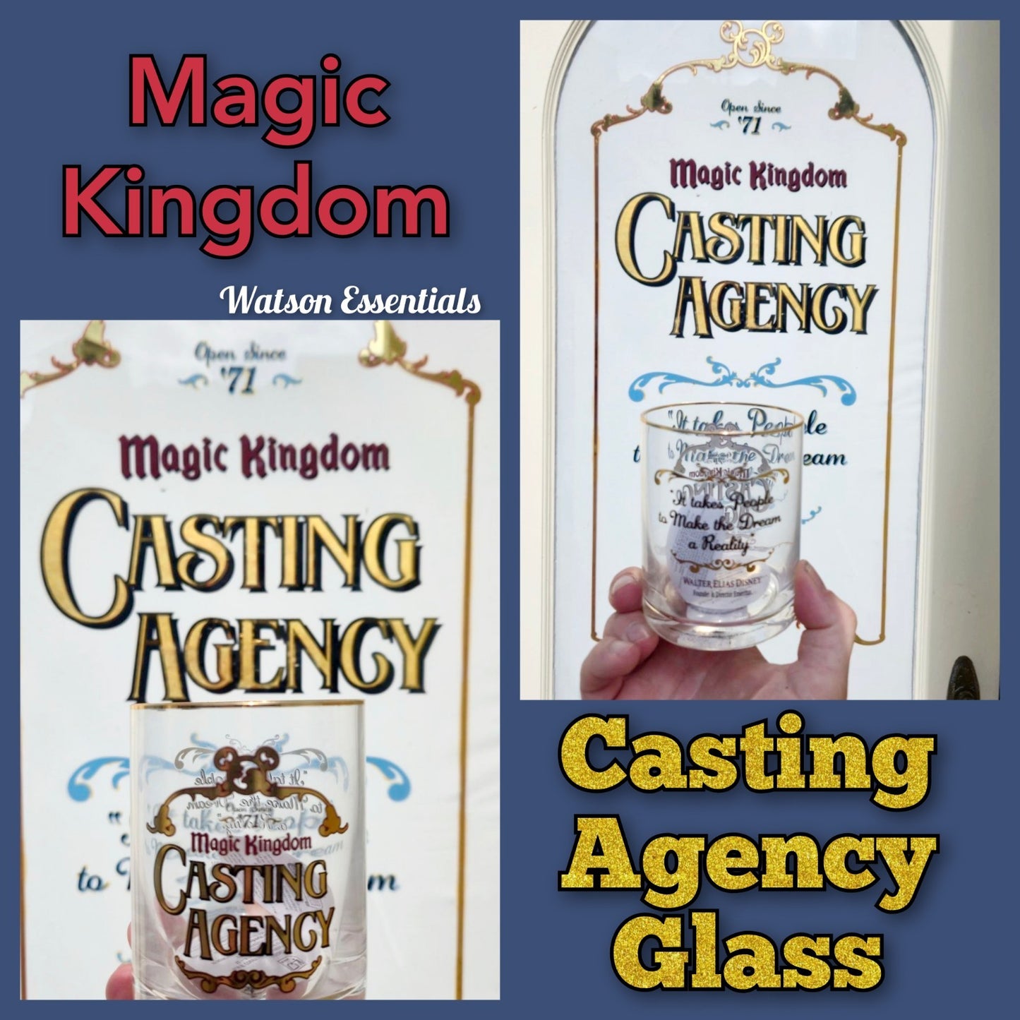 Disney Parks WDW Magic Kingdom Casting Agency Sign 14oz Glass Cup NEW 2026