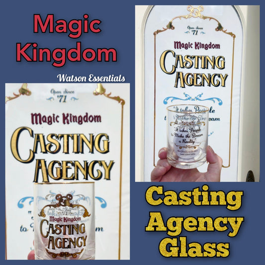 Disney Parks WDW Magic Kingdom Casting Agency Sign 14oz Glass Cup NEW 2026
