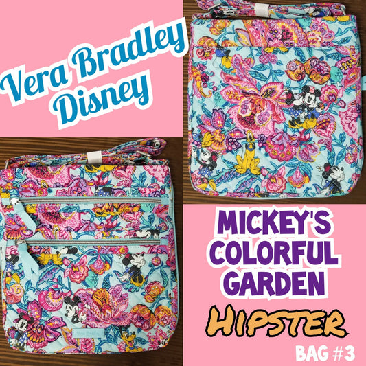 *Actual Bag* Vera Bradley Disney Mickey's Colorful Garden Hipster Bag Minnie New