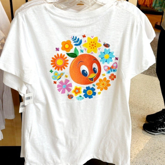 Large Disney Park 2026 Epcot Flower & Garden Festival Orange Bird Fitted T Shirt