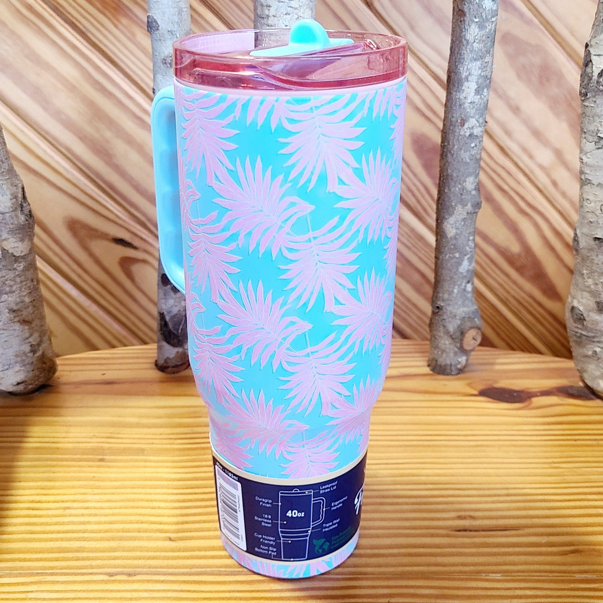 2026 Buc-ee's Pink Blue Palm Tree Thermal Lunchbox Tumbler 40oz W/ Handle Beaver